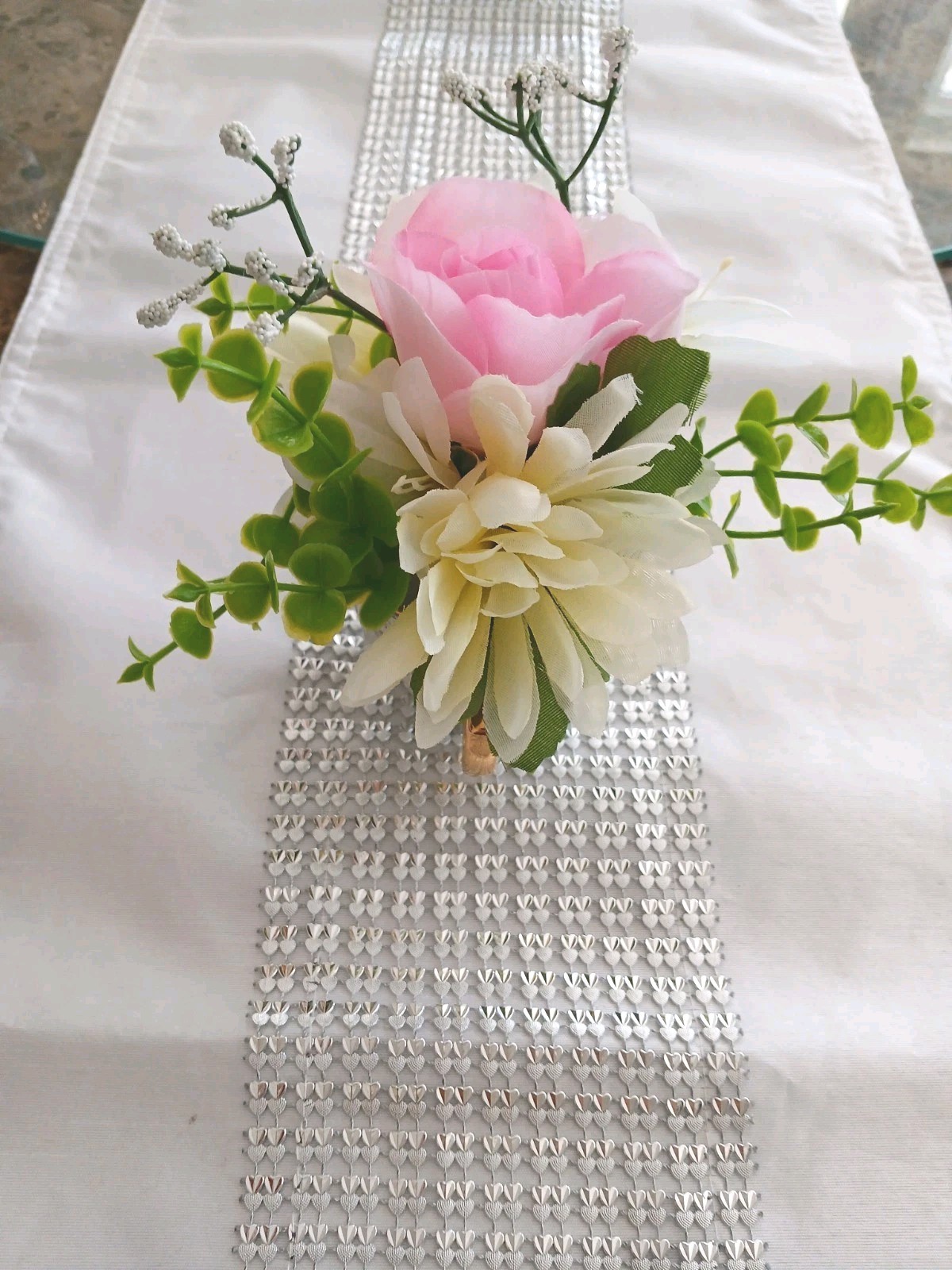 Tea Party Pink Rose Chrysanthem Silk Floral Arrangement Bridal Birthday POP-IN