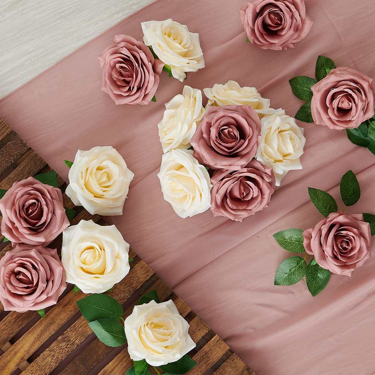 NEVISI Roses Artificial Flowers Artificial Roses Fake Rose Silk Rose Fake Flo…