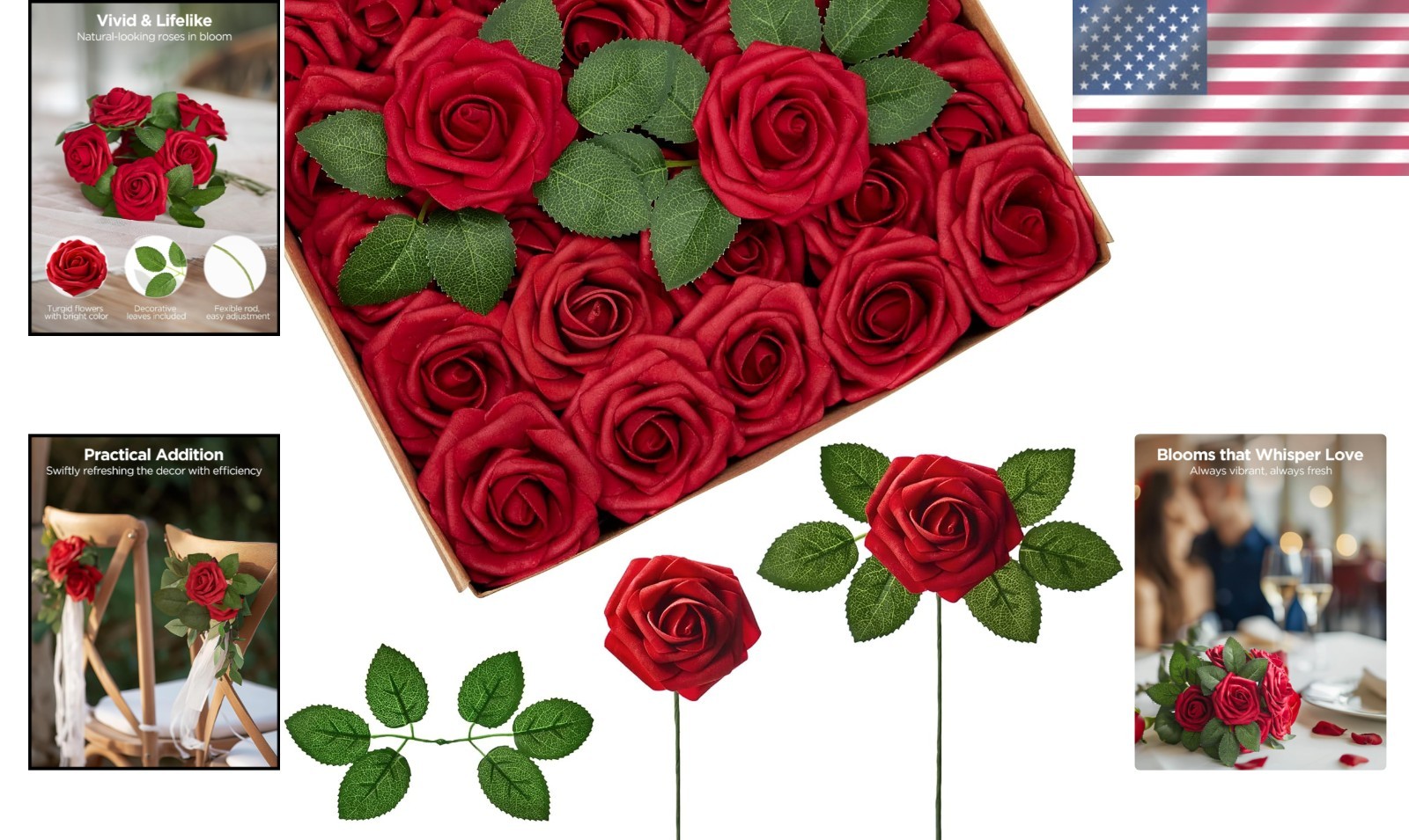 Versatile Dark Red Foam Roses 25 Pcs for Birthdays and Holiday Celebrations