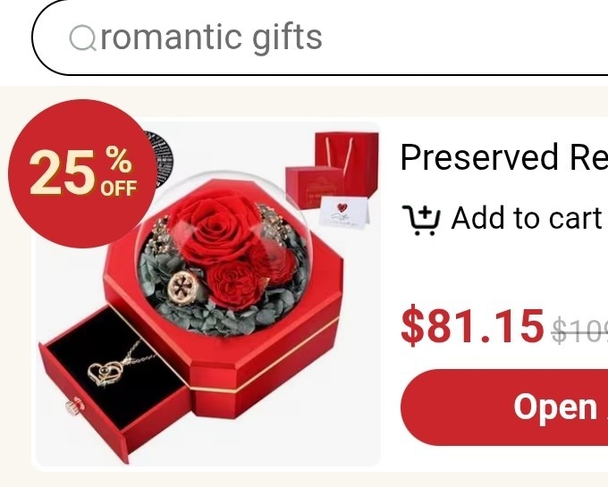 Preserved Red Rose Flower Arrangement & Centerpiece in Gift Box with Dome
