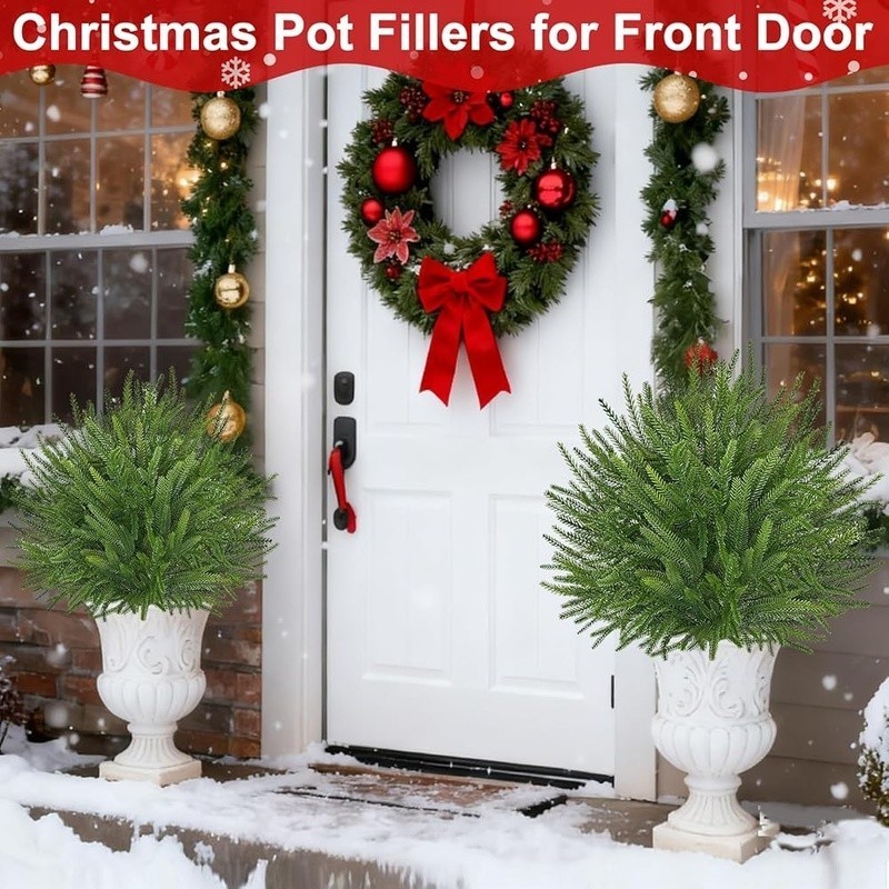 2 Pack Artificial Norfolk Pine Bushes UV Resistant Indoor Outdoor Decor New