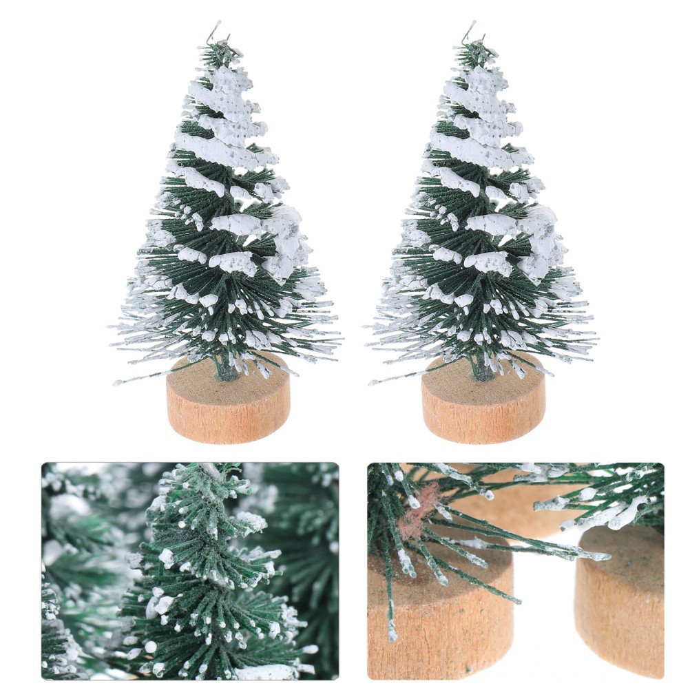10 Pcs Mini Christmas Tree Ornaments 5 Cm Snow Covered Pine for Xmas Party Decor