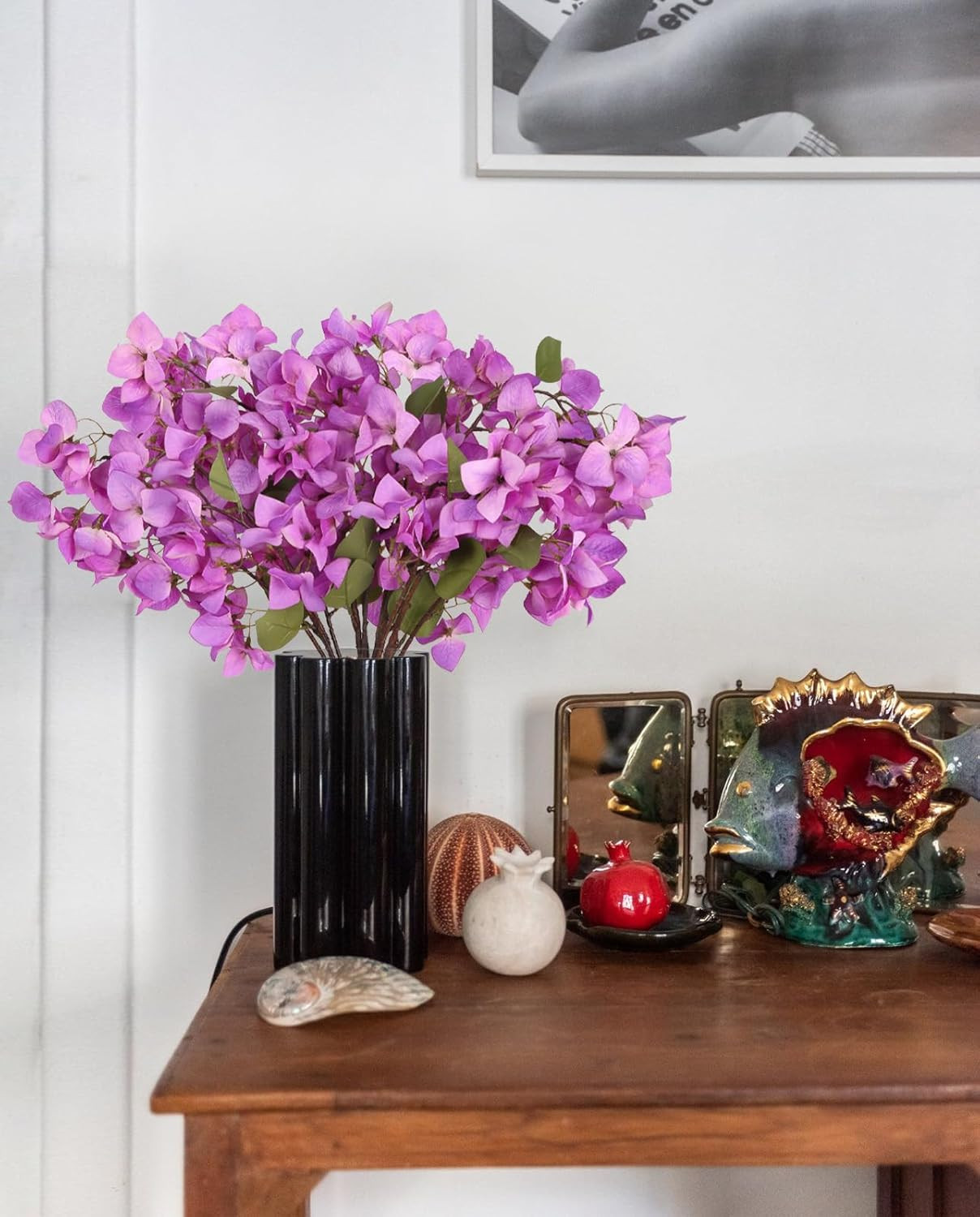 4PCS Artificial Bougainvillea Silk Flowers Long Faux Stems Wedding Decor