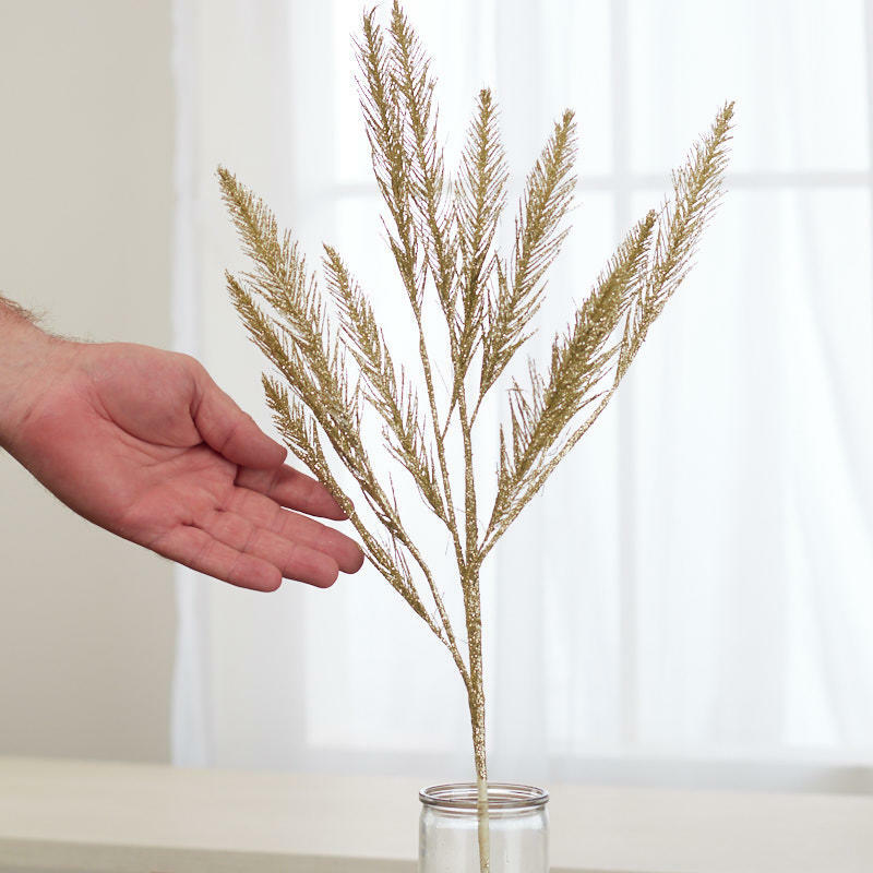 Jade Silver Sparkling Faux Pine Sprays | 2 Sprays | for Indoor Decor