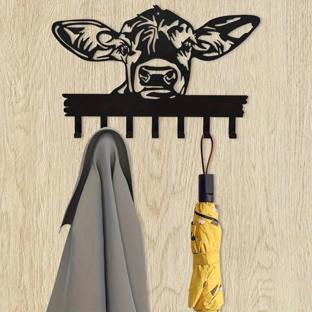 CIFbuy Cow-Shaped 7-Hook Metal Key Rack Minimalist Contemporary Wall Decor