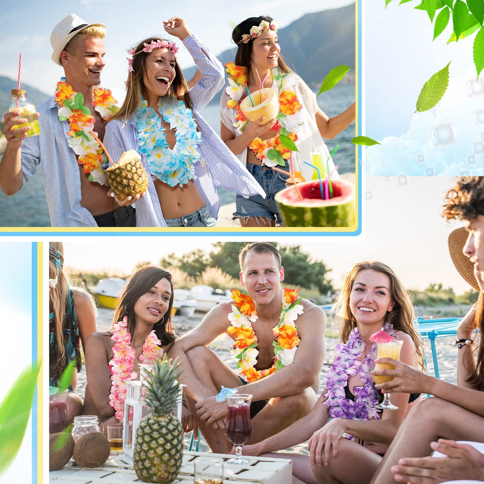 6 Pcs Hawaiian Leis Party Silk Flower Leis for Adult Mahalo Floral Thickened …