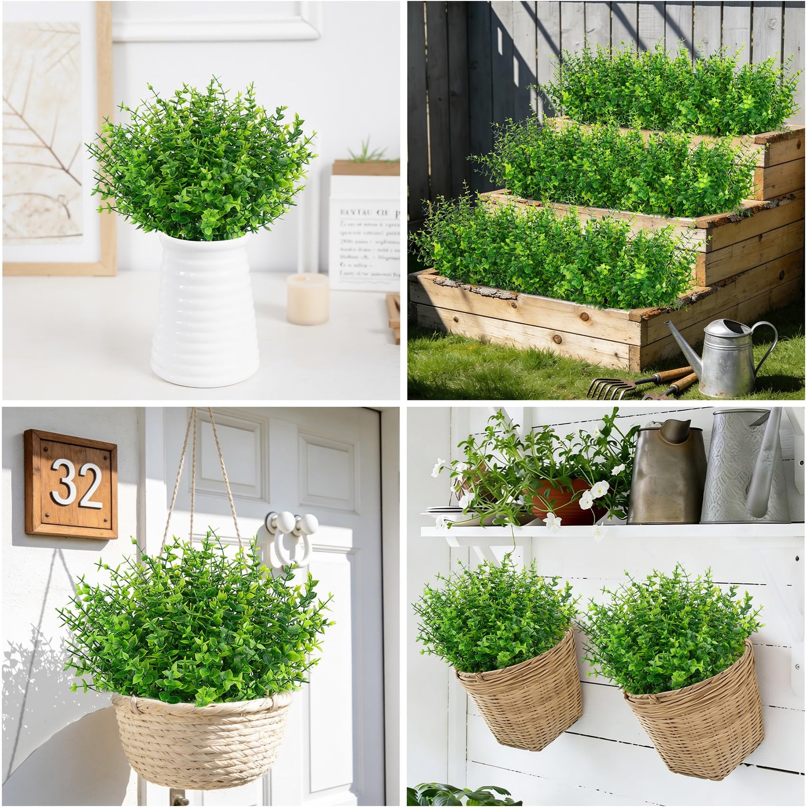 24 Bundles Fake Plants Artificial Greenery Stems for Outdoors