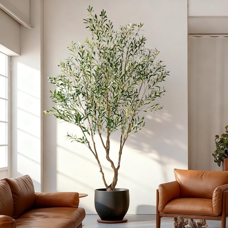 Realistic Faux Olive Tree Indoor W/ Weighted Pot Long Lasting Durable Decoration