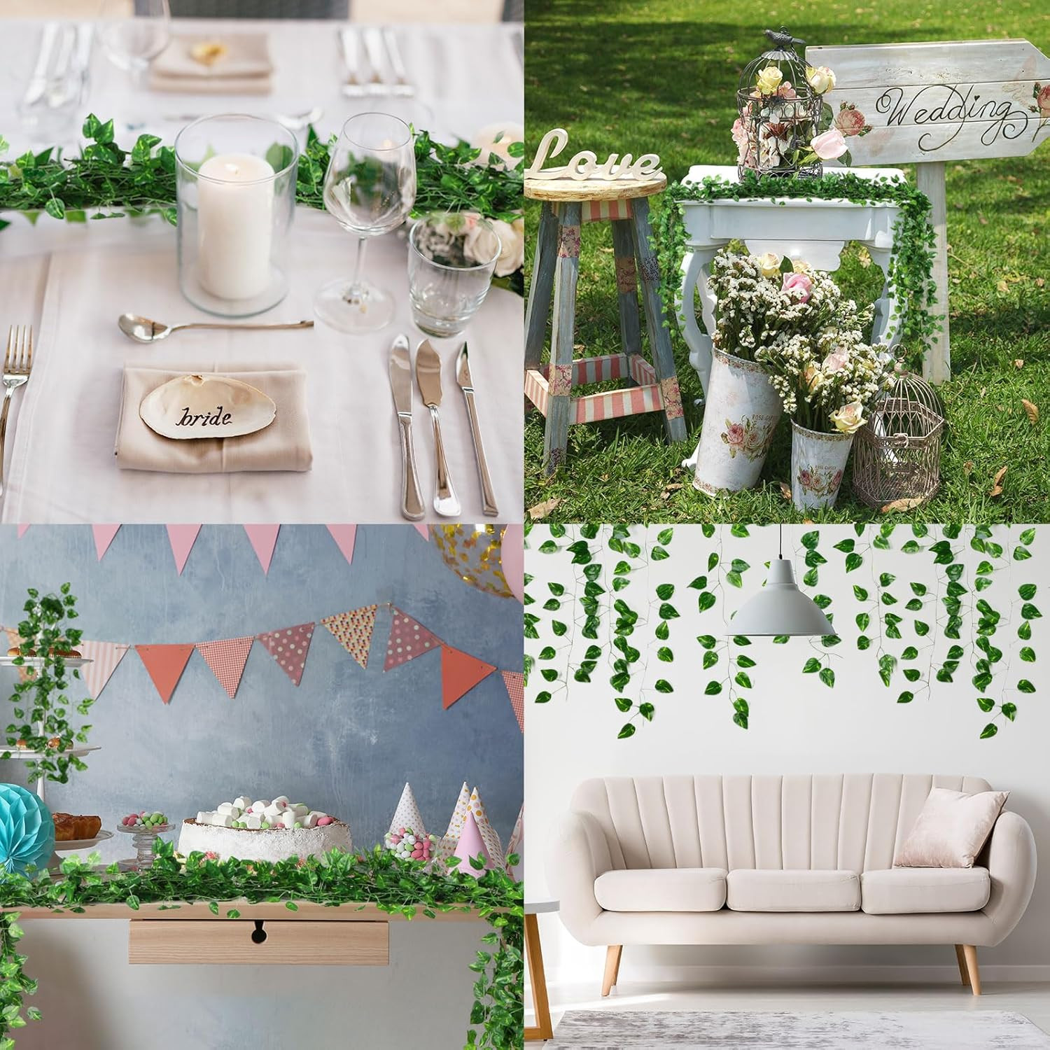 200 Pcs Artificial Ivy Garland – Greenery Vines for Home & Party Decor