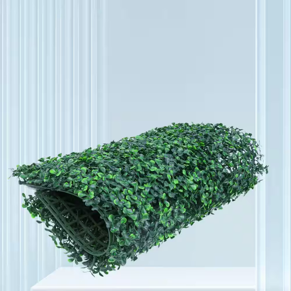 24 Piece 20 In. H X 20 In. W Green PE Artificial Boxwood Hedge Grass Wall Backdr