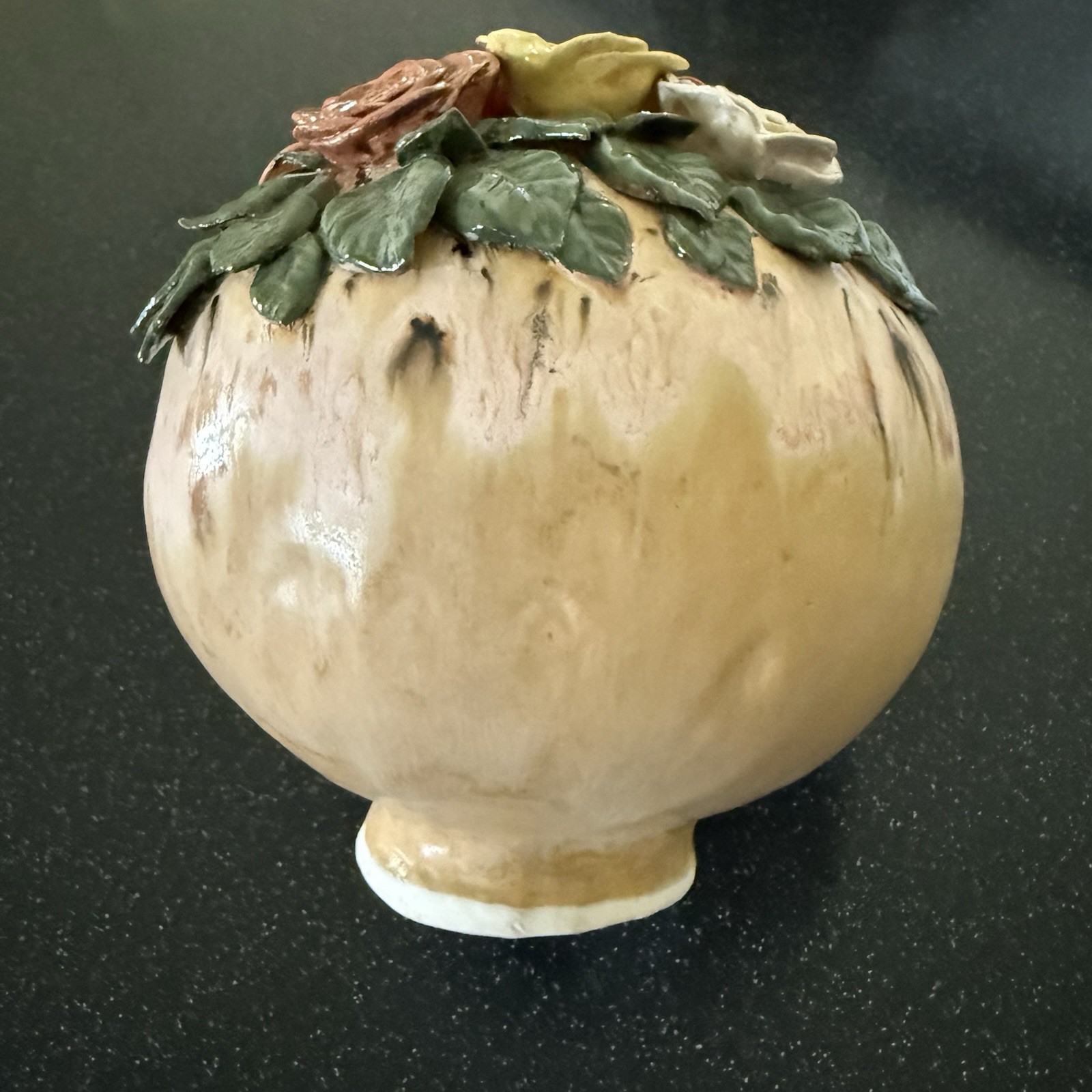 Hand-Made Ceramic Flower Bouquet Garden Ball with Drip Glaze