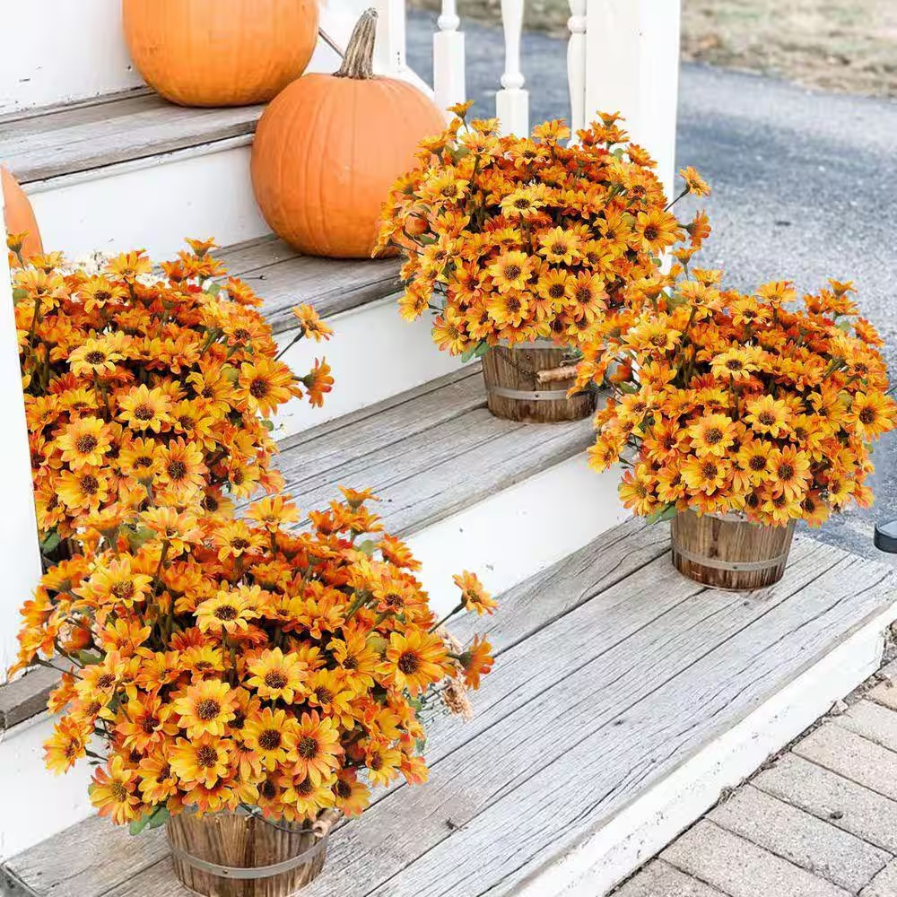 12.6 In. Yellow Artificial Fall Mum Flowers