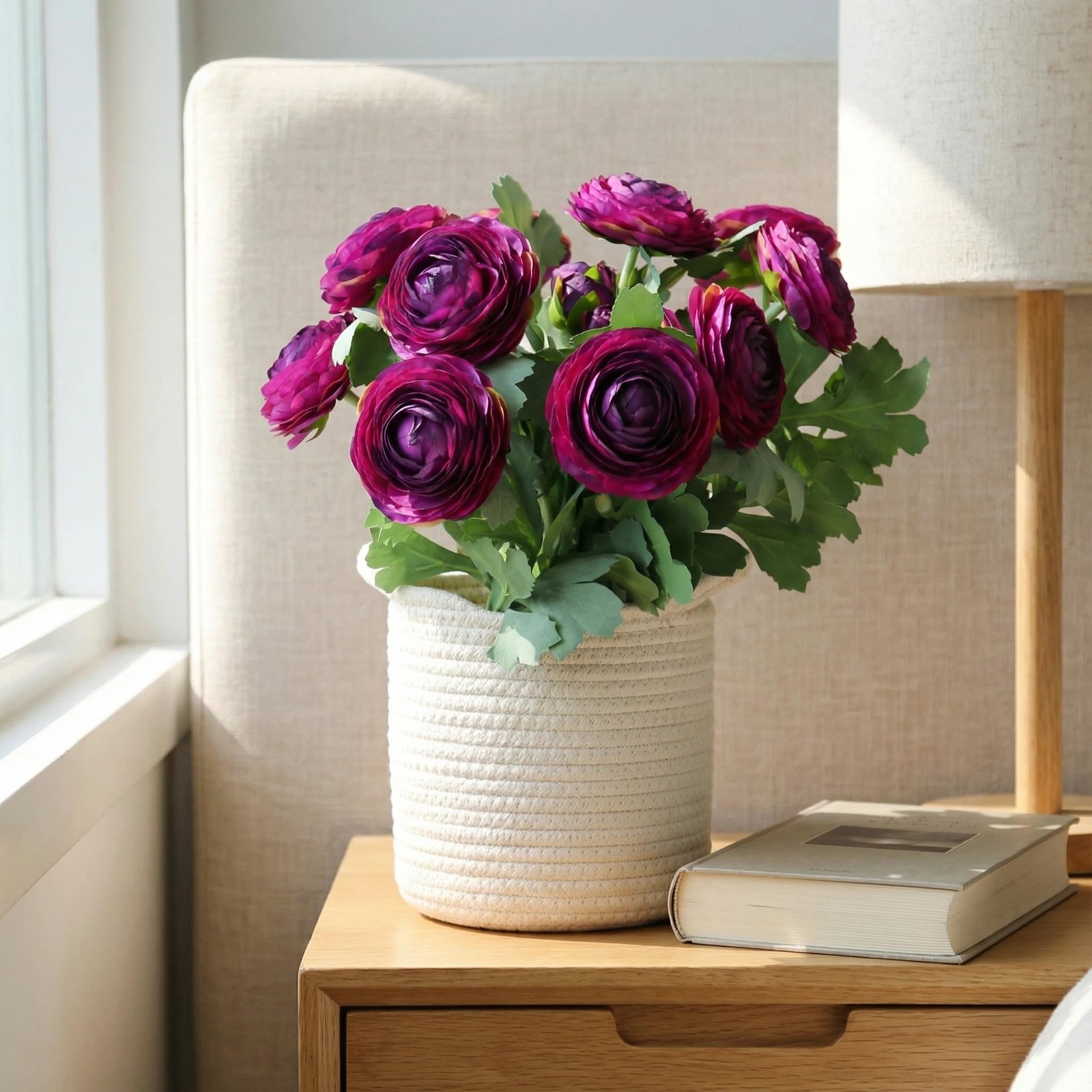 Artificial Ranunculus Flowers With Real Touch Stem Silk Ranunculus Flowers purp