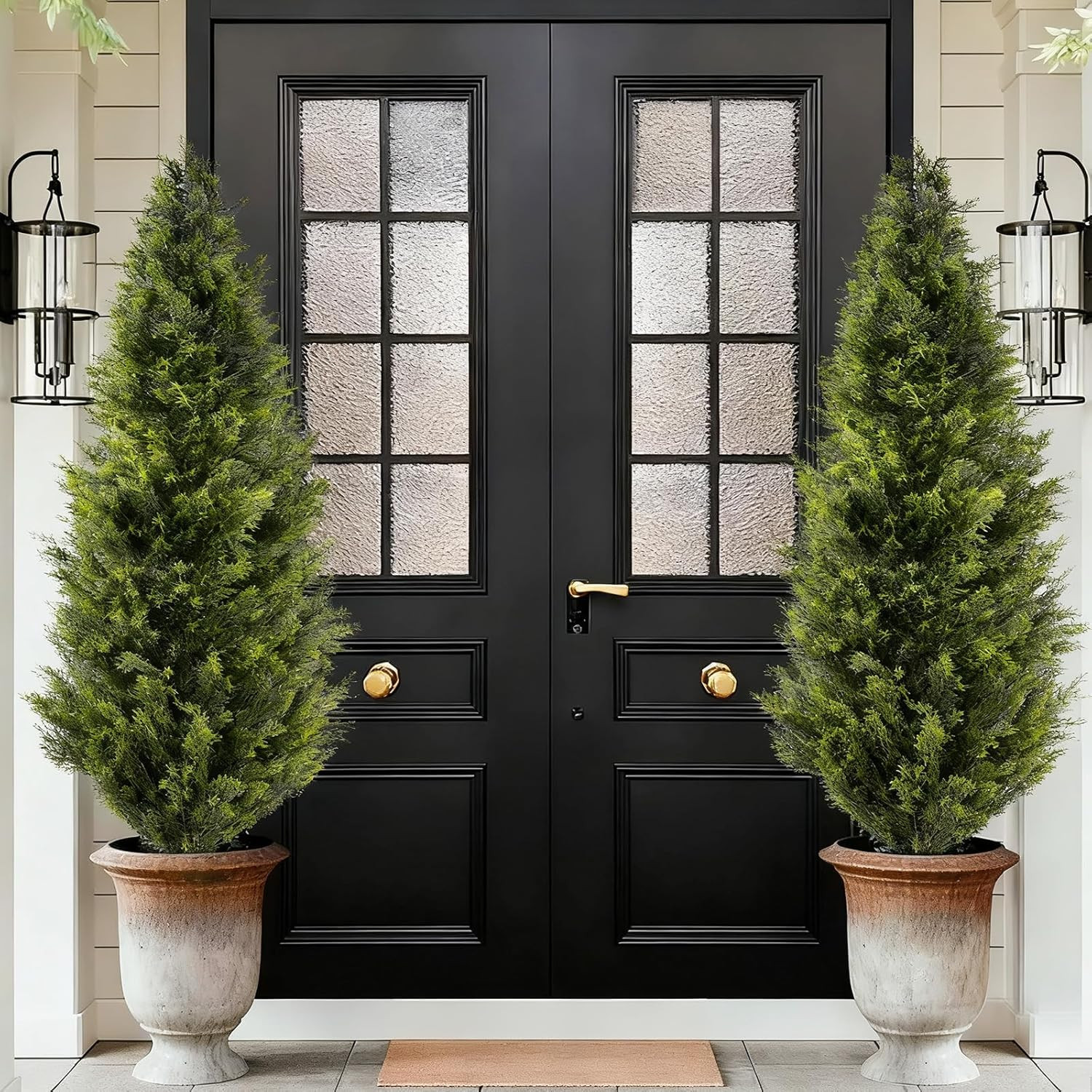 6FT UV-Resistant Artificial Cedar Topiary Trees – Set of 2 for Outdoor Decor