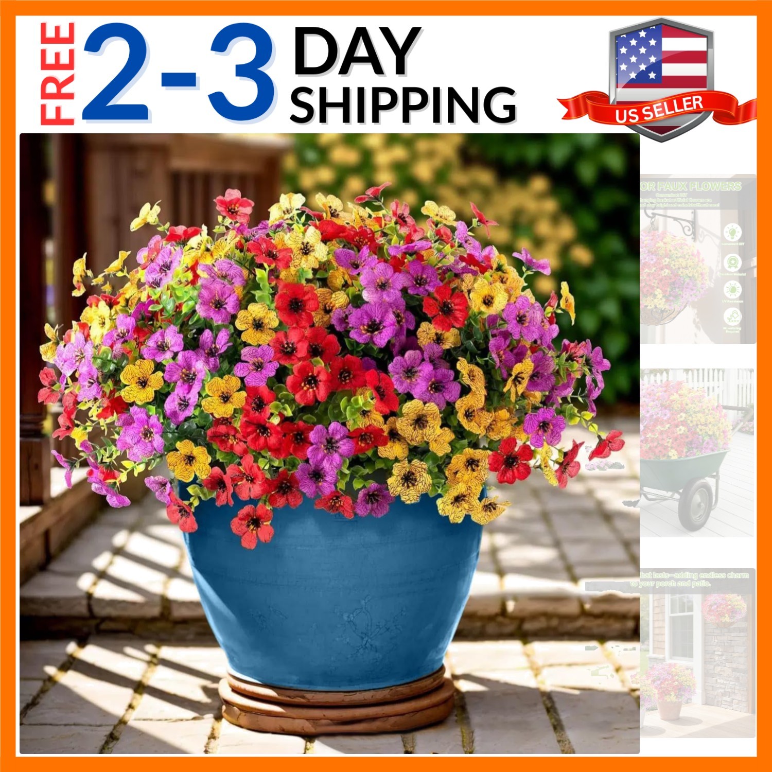 Artificial Flowers Fake Plants for Outdoors Summer Decoration, 13 Bundles Sil…