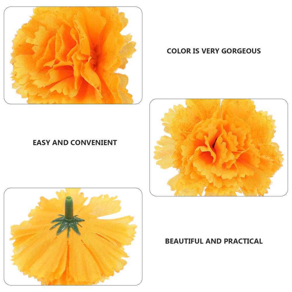 50PCS Simulation Marigold Ornament Decorative Flower Heads Garland DIY Making