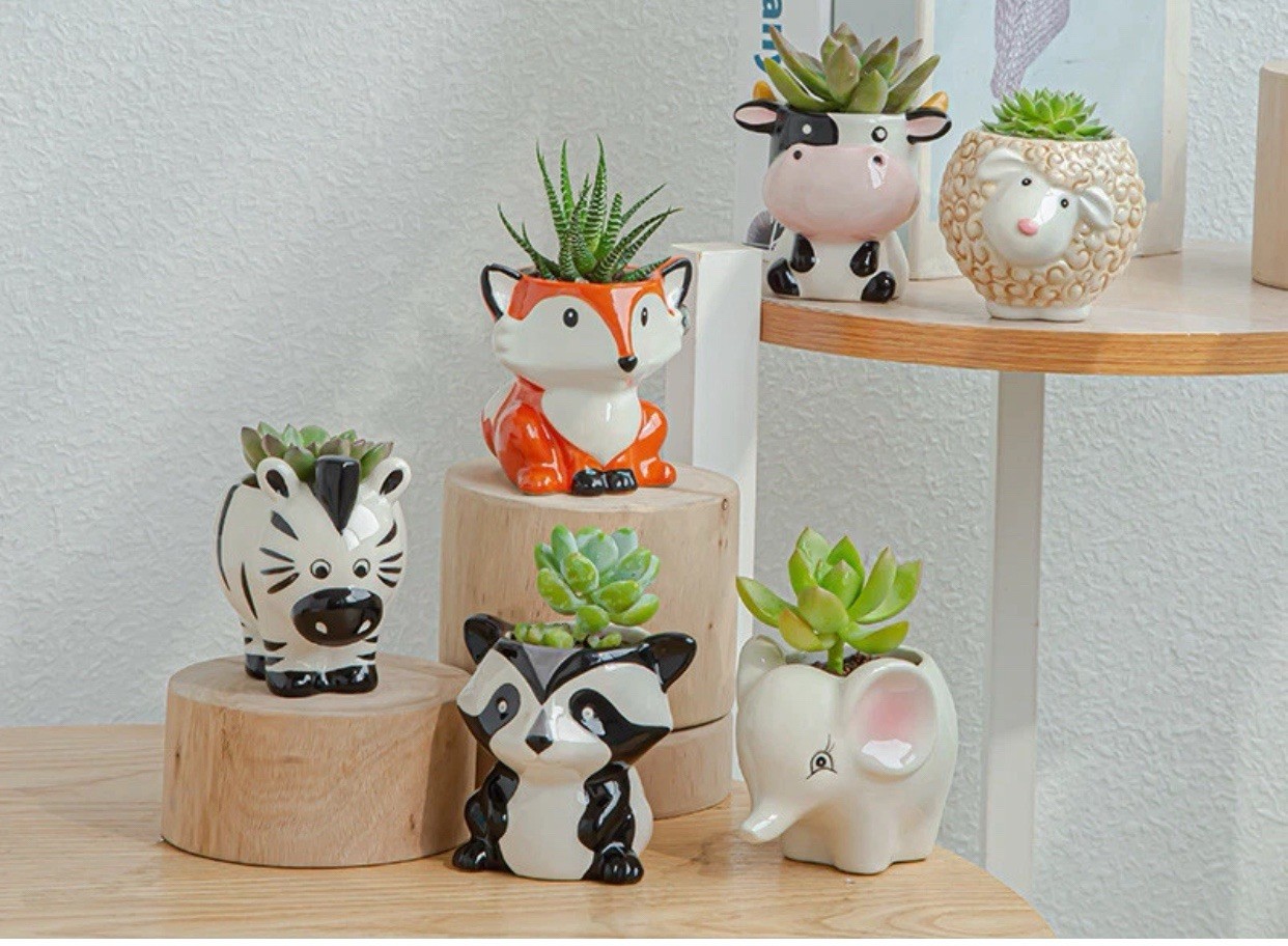 Fox Cute Baby Animal Ceramic Succulent Flower Air plant Holder Pot- New