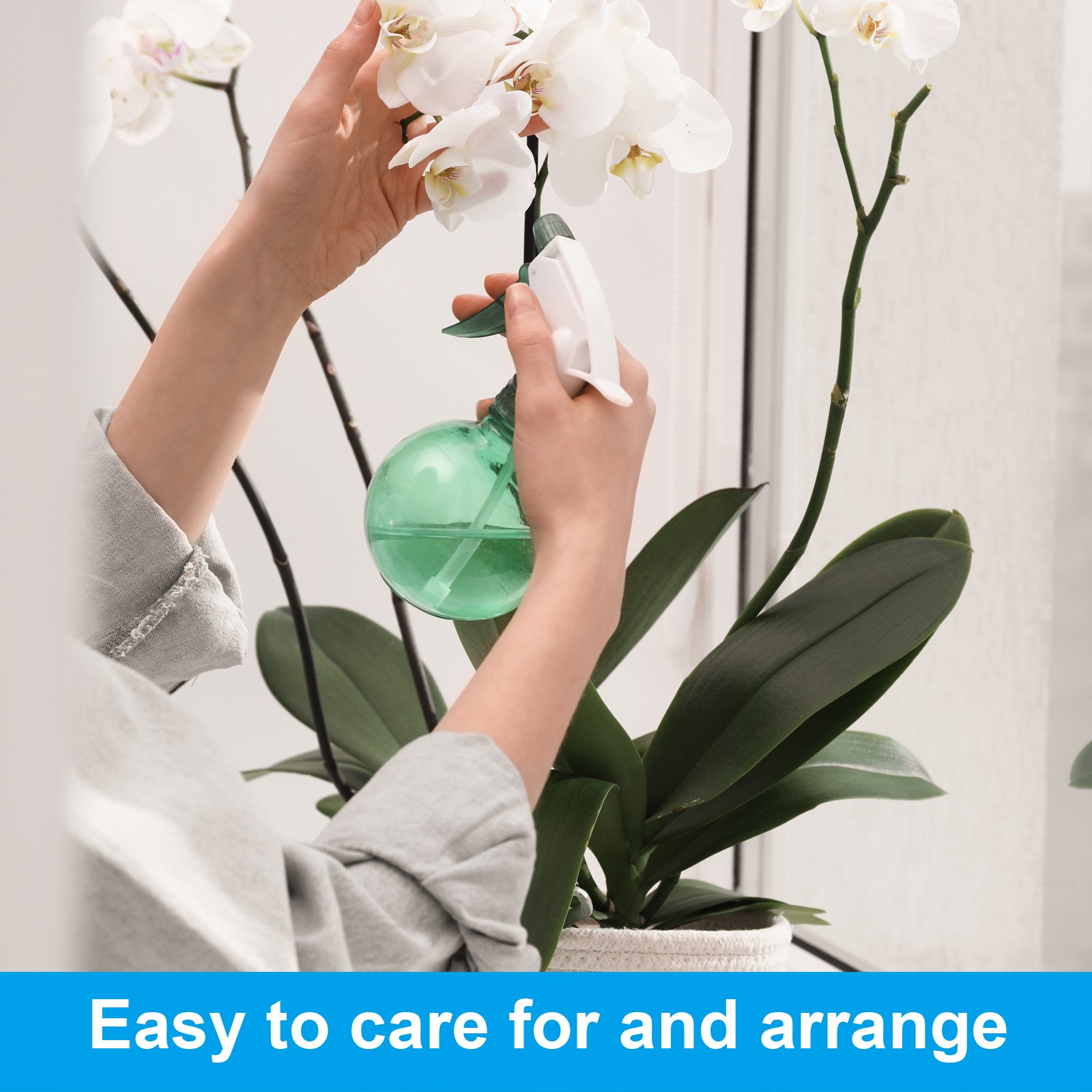 3 Pcs 10.43 Inch Faux Orchid Leaves 5 Petals Artificial Leaf with Stems