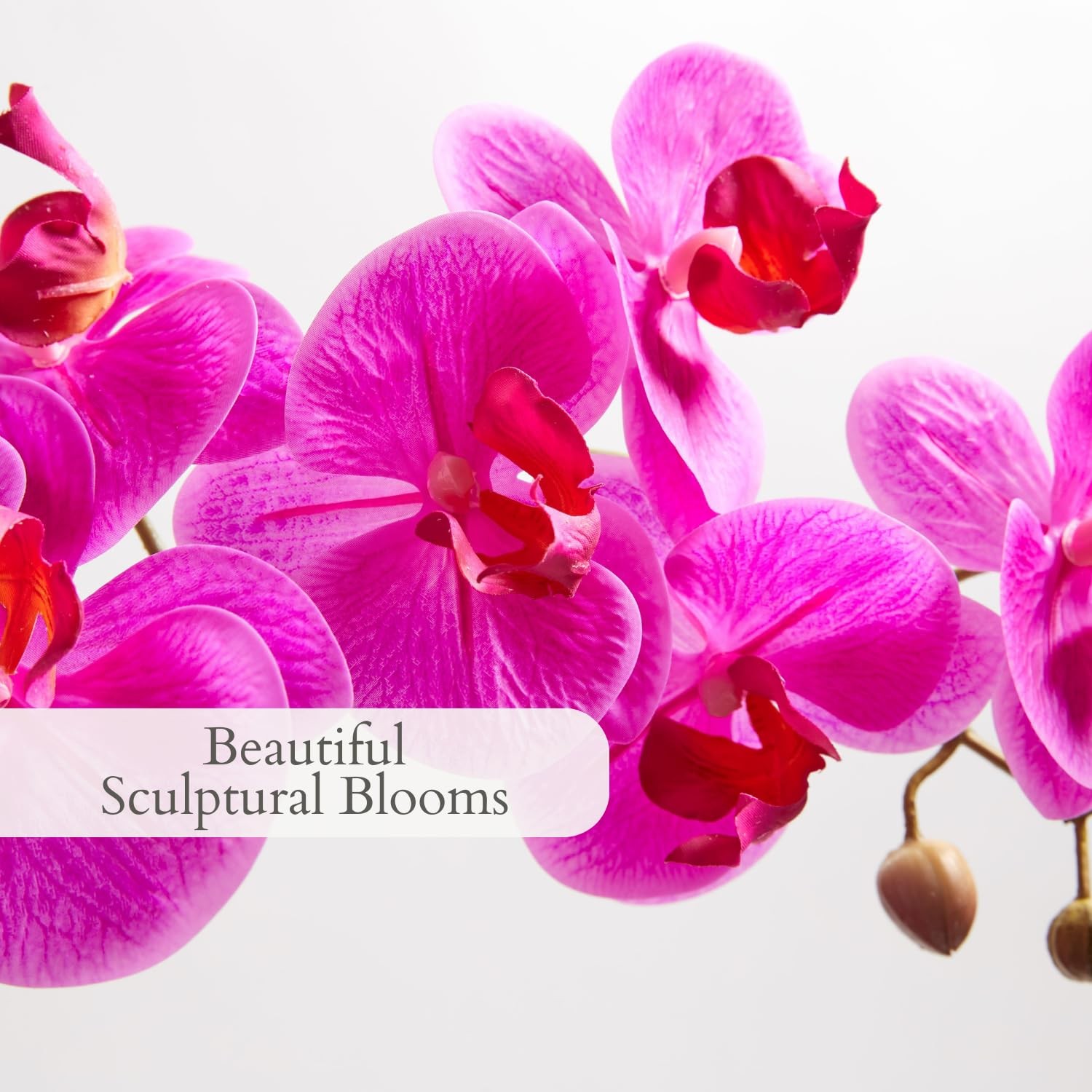 Faux Pink Orchid Plant, Premium Artificial Indoor Flower Display Stands 25-In…