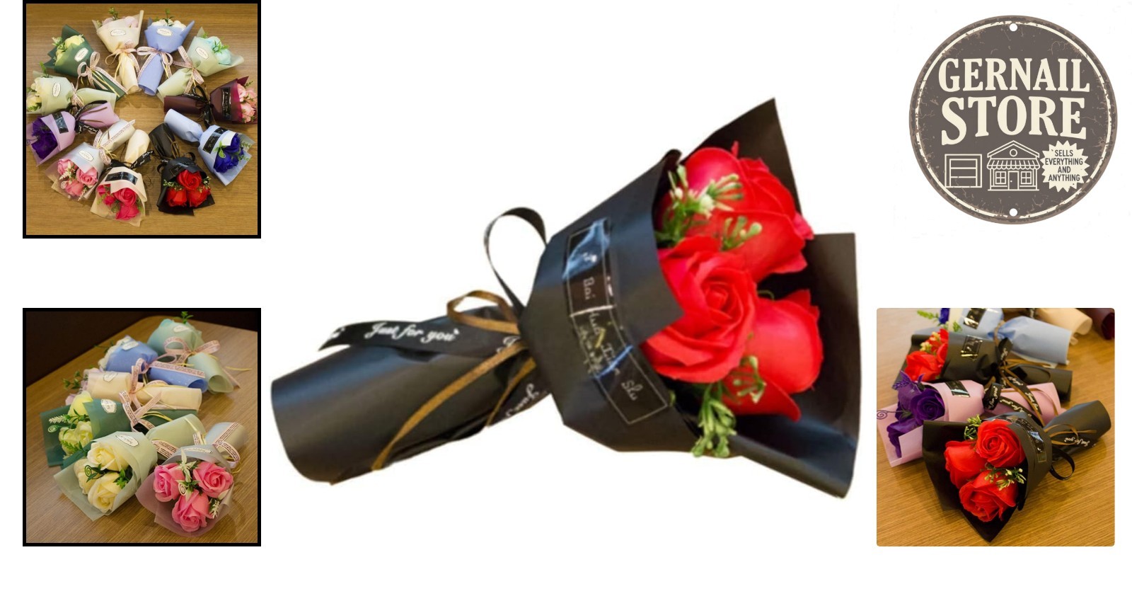 Luxury 3-Stem Soap Rose Bouquet – Red Preserved Floral Arrangement Gift