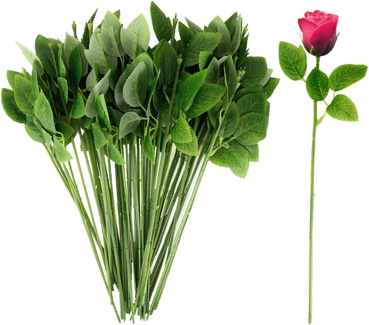 50Pcs Flower Wire Stem Plastic Artificial Flower Crafts Green Stem Wire with Lea