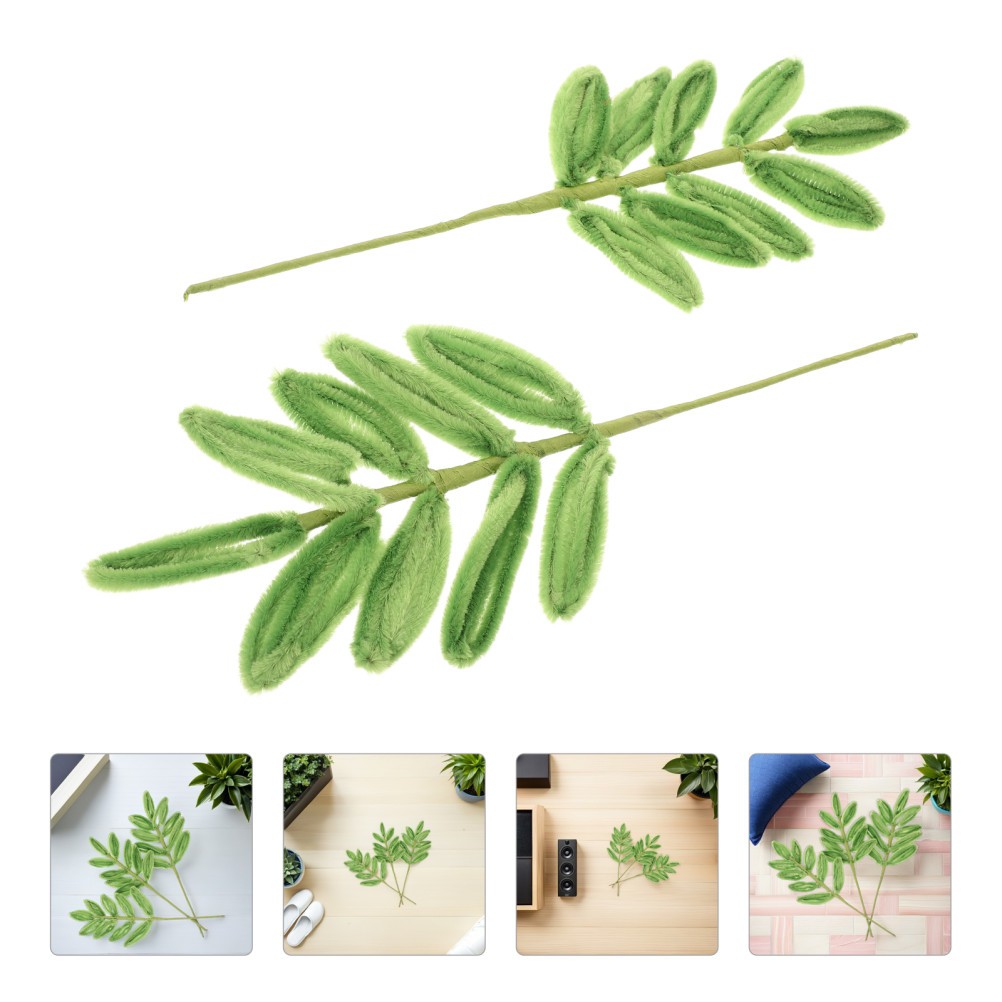 3Pcs Green Chenille Stems Crafts Pipe Cleaners Crochet Flowers Bouquet