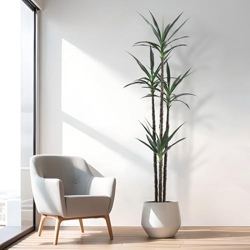 Artificial Tree Faux Agave Plant with 60 Leaves and 4 Realistic 7ft Green