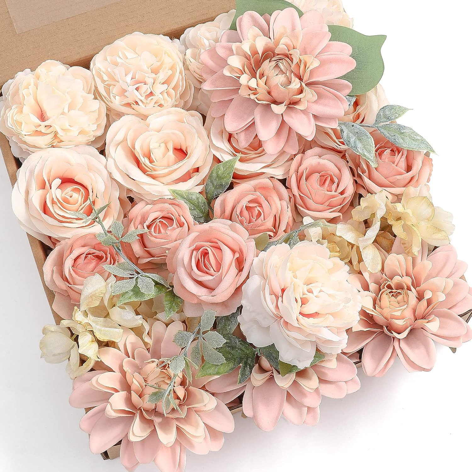 Artificial Flowers Combo Box Set Gradient Color Flower Leaf with Stems