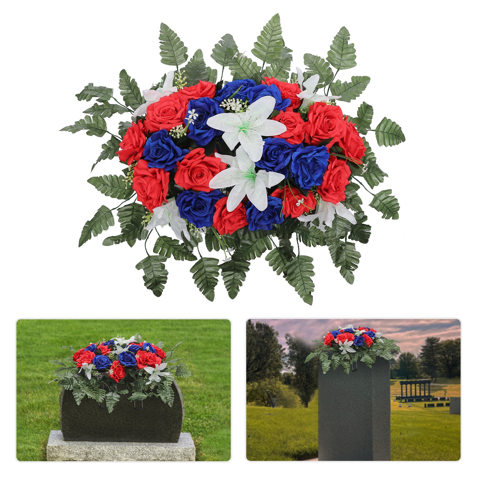 Cemetery Headstone Flower Saddle,Artificial Cemetery Flower Saddles for Graves