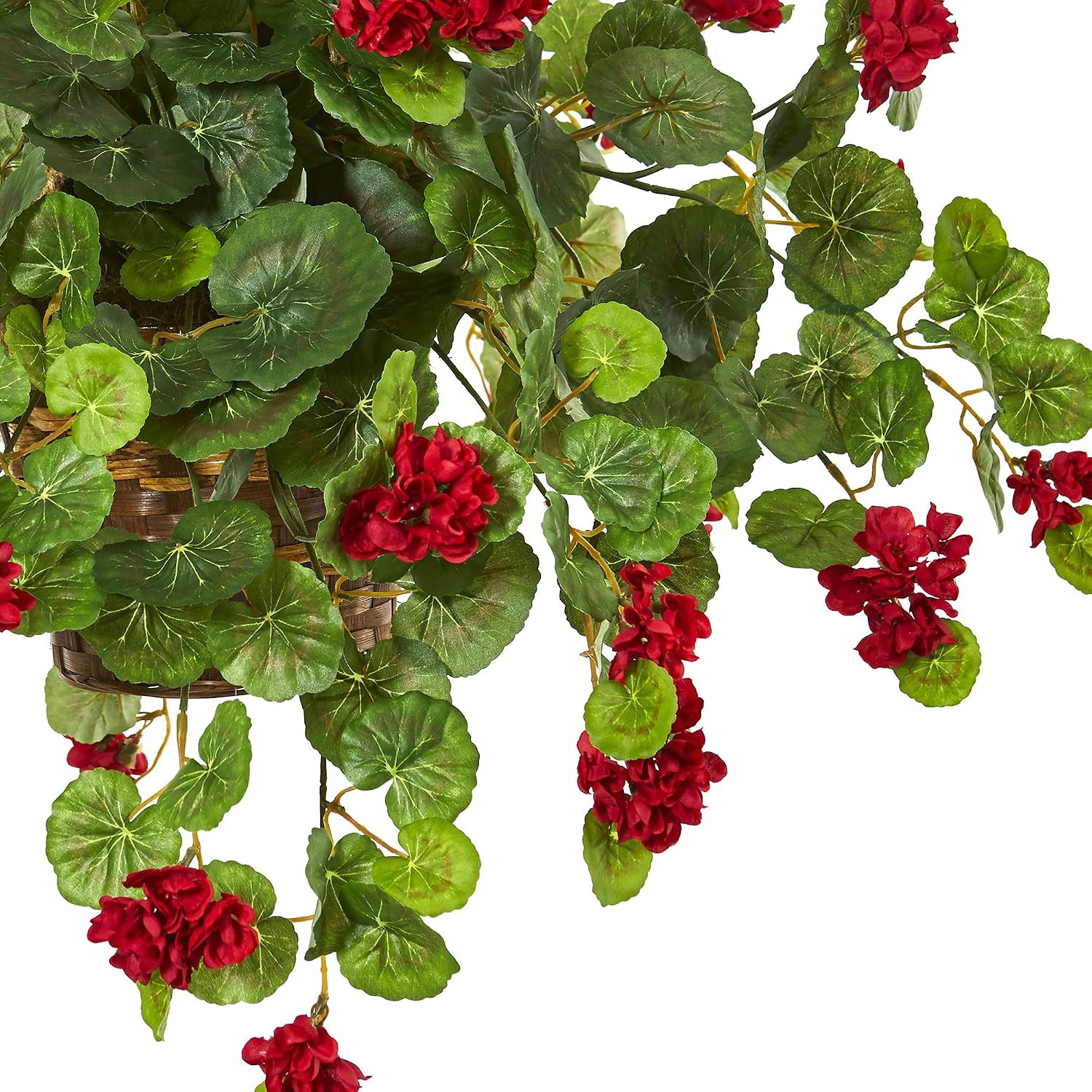 27″ Hanging Basket with Lifelike Geranium Artificial Plant – Perfect Decor!