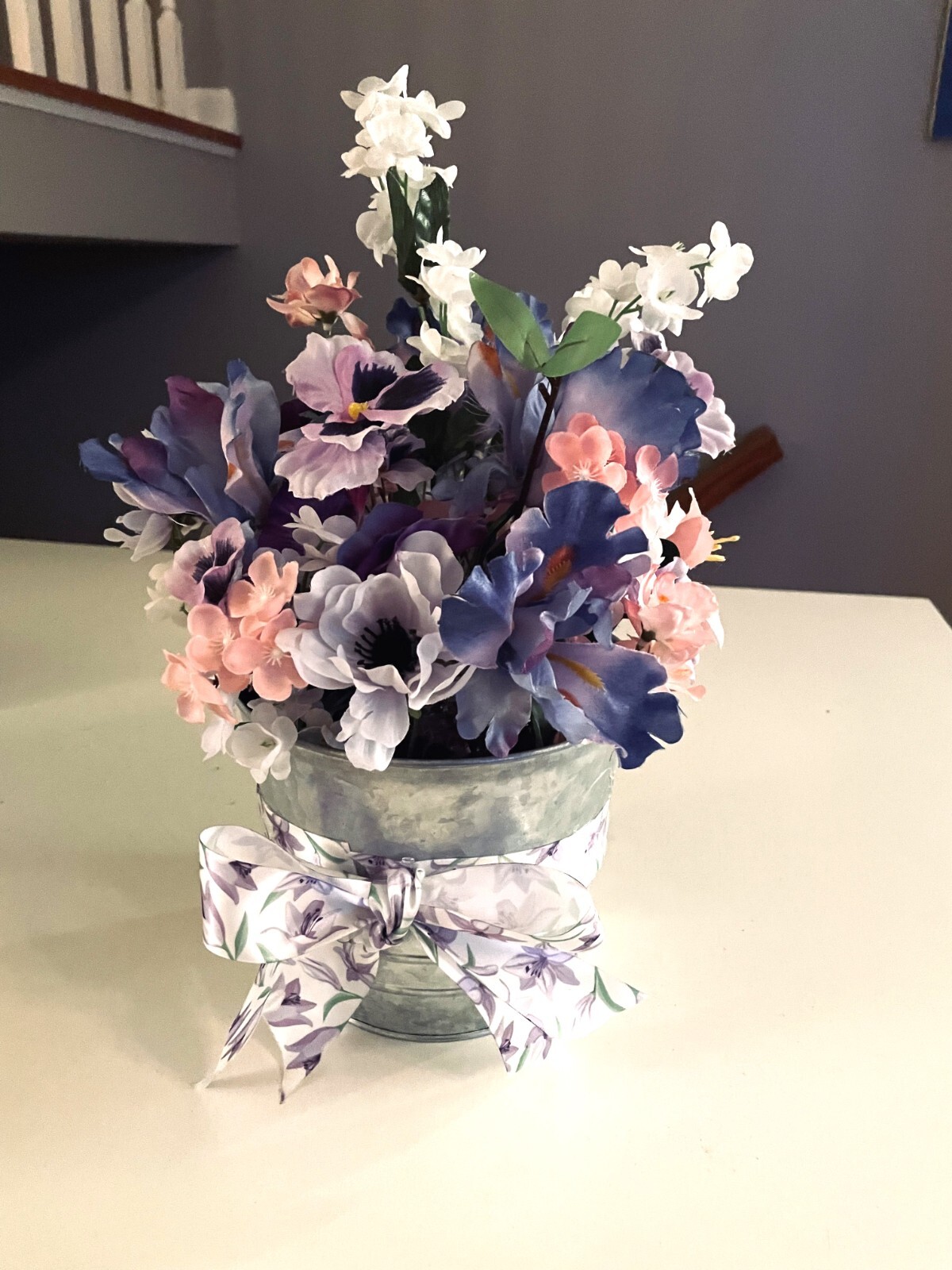 Jewel tone colored flower basket