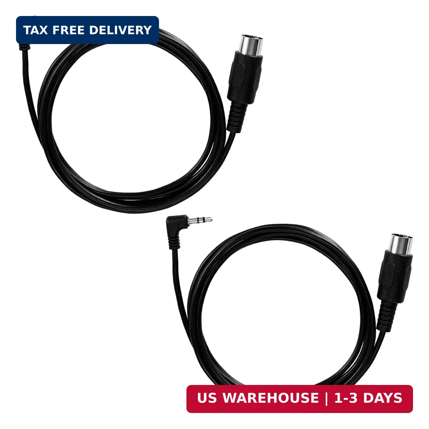 2pcs Type A 3.5mm/0.14in TRS to Male 5-Pin DIN MIDI Cable Adapter, 1.5m/59in Lon
