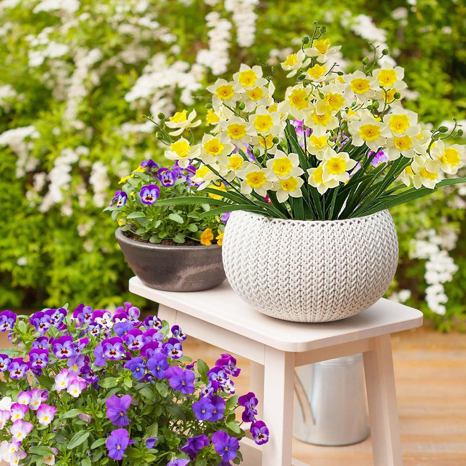 2 Bunches 42 Heads Artificial Daffodils, 58Cm/22 Long Stem Artificial Spring Flo
