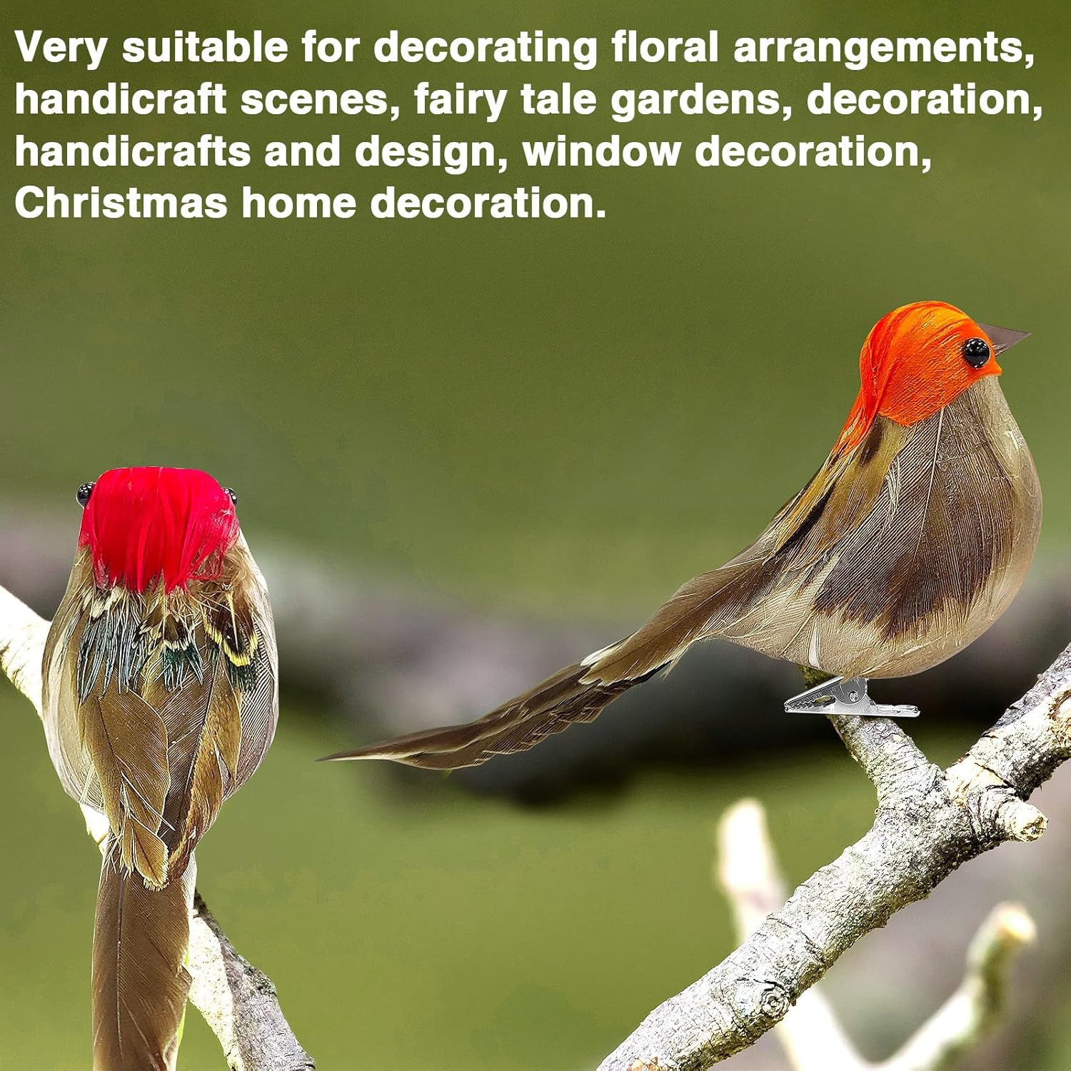 6PCS Artificial Birds Crafts Clip on Bird Ornaments Artificial Simulation Bird S