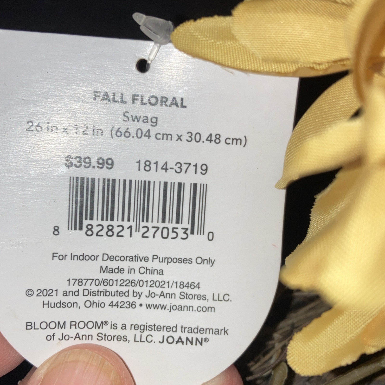 Bloom Room Fall Artificial Floral Swag Door Decoration Sunflower Mixed 26in