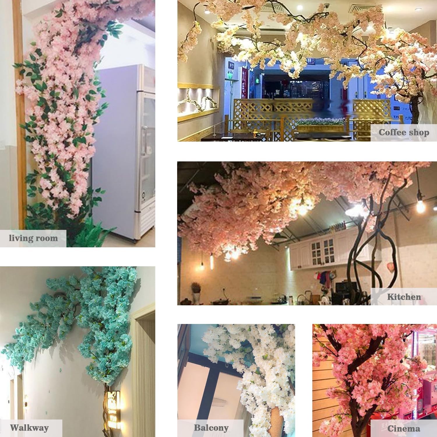 Artificial Cherry Blossom Trees – Fake Flower Background Walls with Simulated…