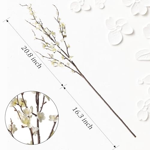 Cherry Blossom Branches 39 Inch Fake Flowers Spring Decorations for 4 Pcs White