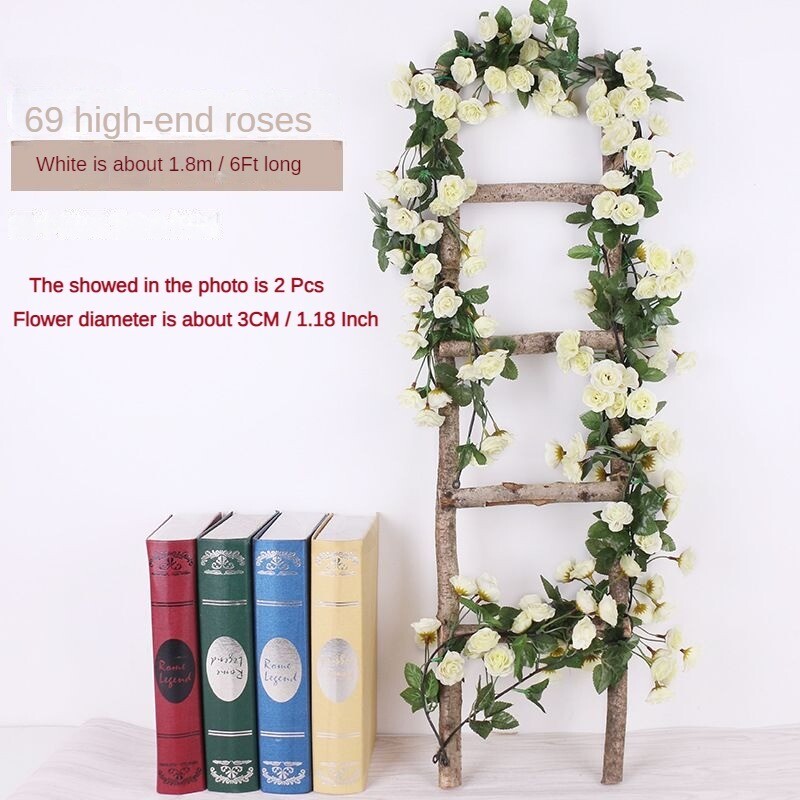 6Ft artificial flower vine wedding wreath with 69 rose vines, party decoration