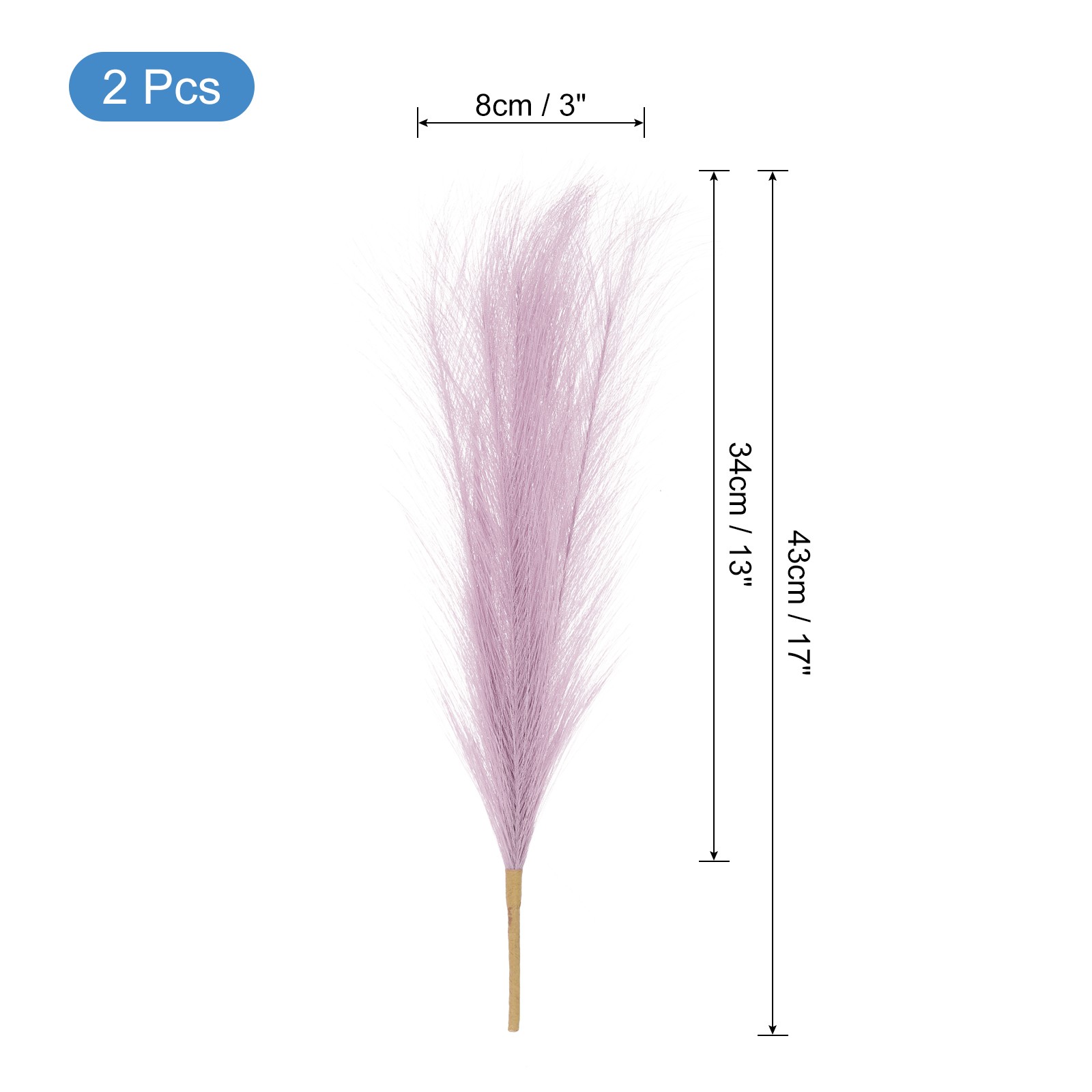 2pcs Faux Pampas Grass 17 Inch 10 Stem Artificial Grass for Decor, Light Purple