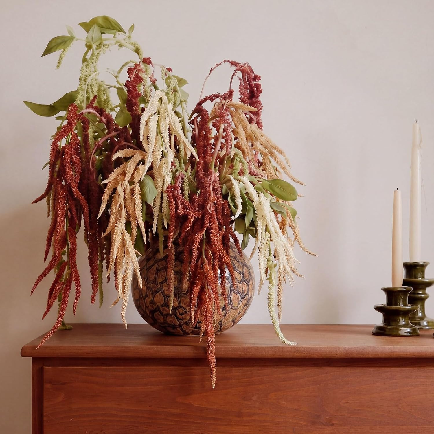 12 Pcs Boho Amaranthus Faux Flowers for Wedding, Home Decor, Floral Garland