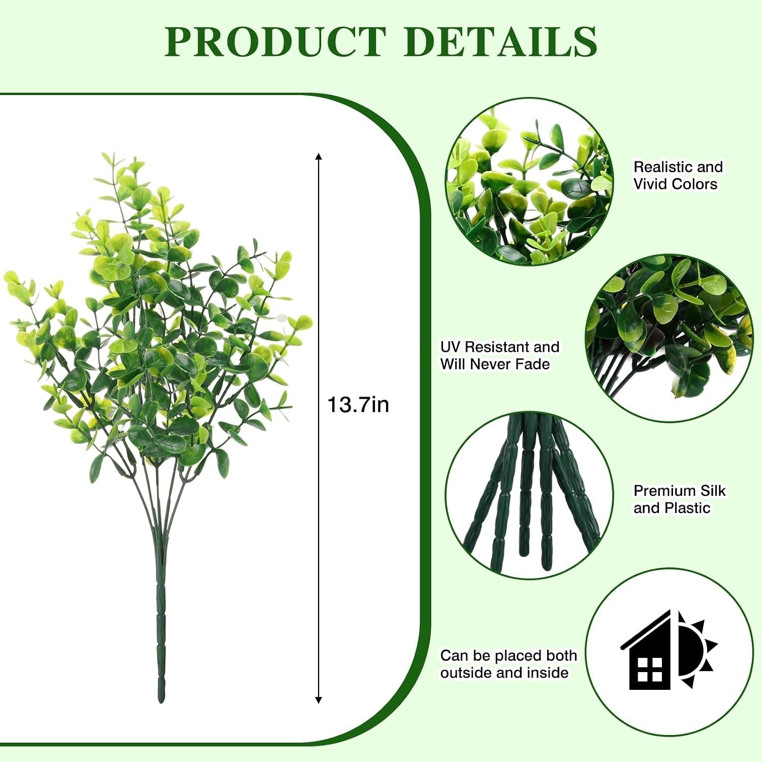 Artificial Boxwood Stems 24 Pack Artificial Plants for Outdoor UV Resistant F…
