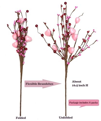 Valentine’s Day Decoration Pink Heart Picks Floral Gifts for Her Valentines