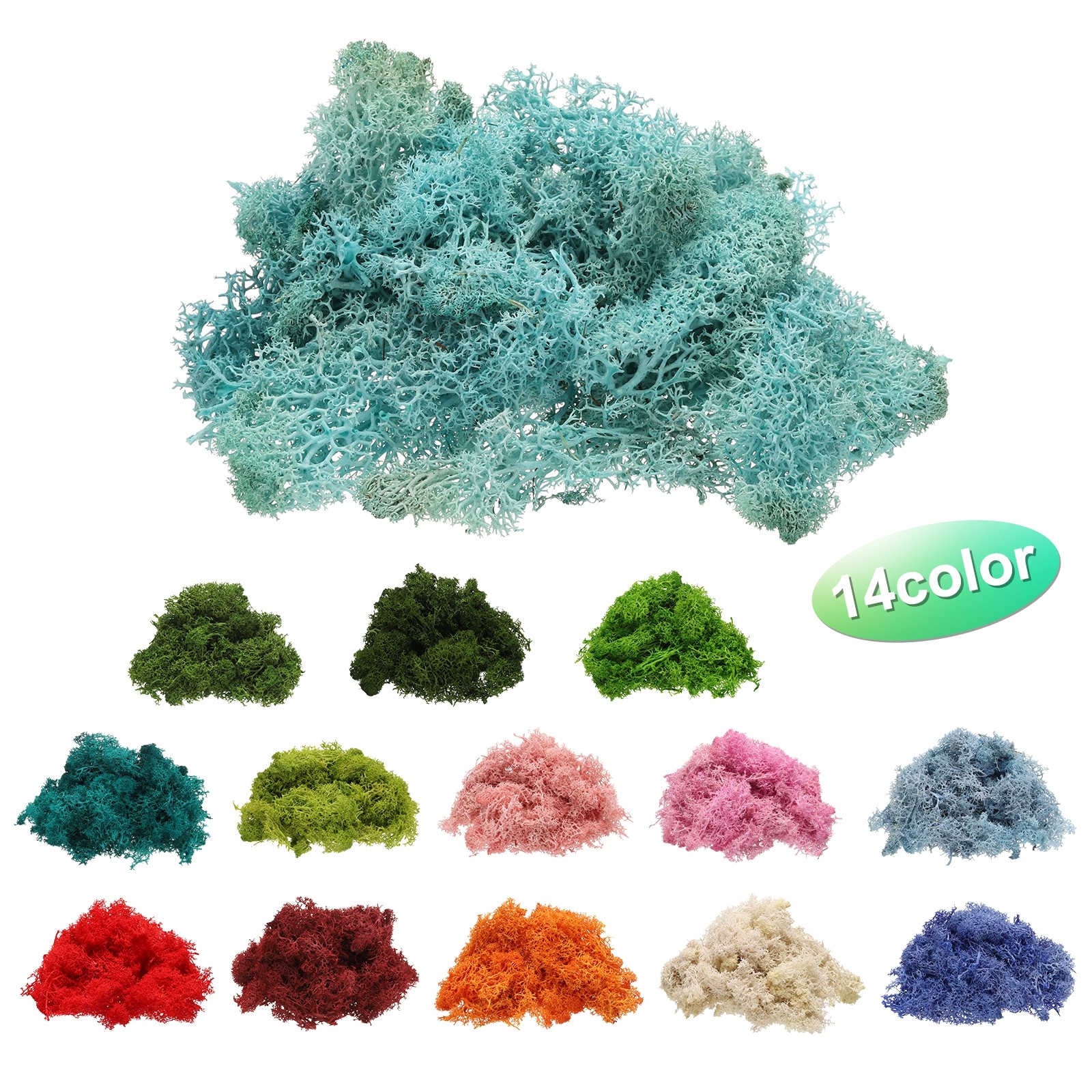 Preserved Reindeer Moss, 4 OZ Fake Moss for Crafts (Blue)