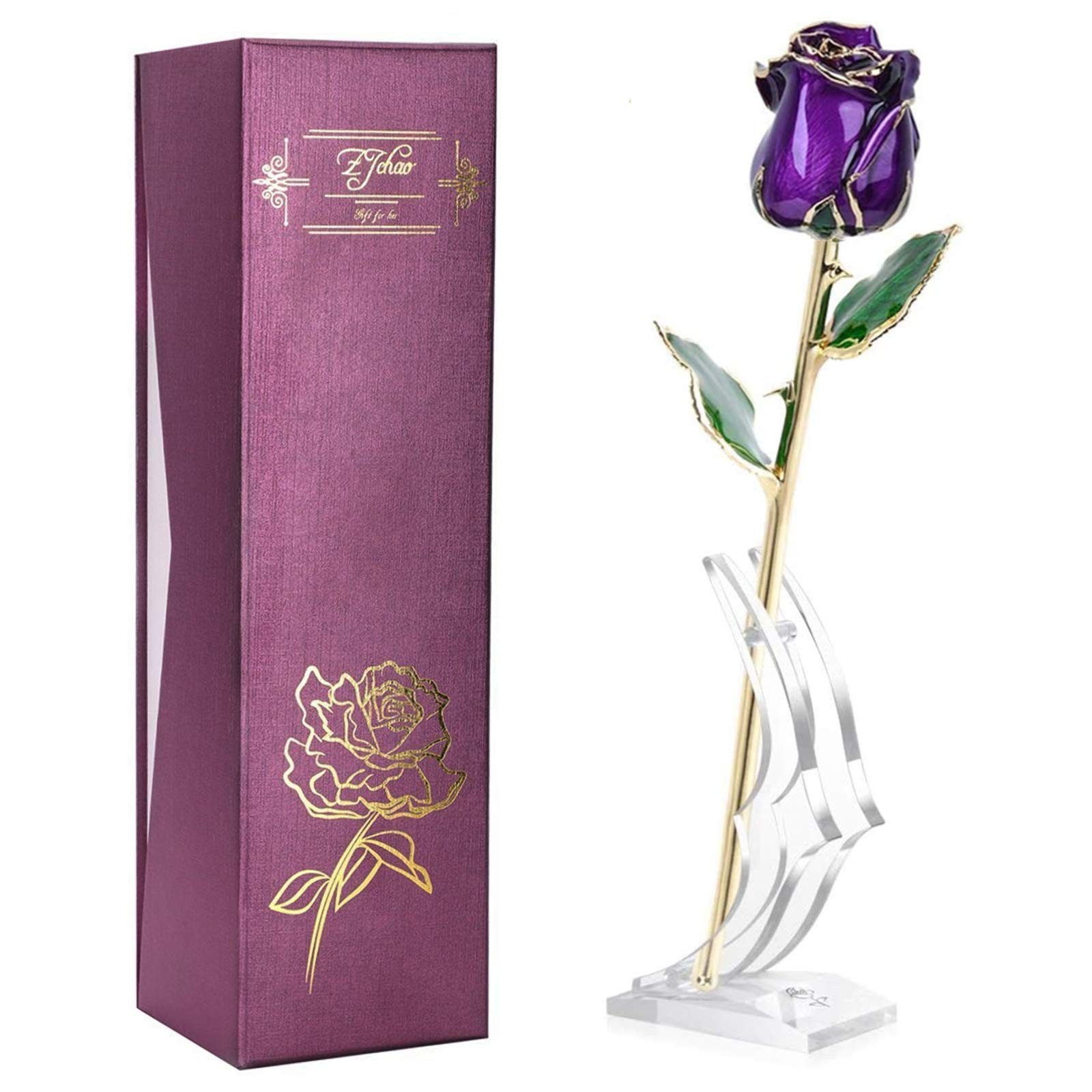 ZJchao Budding 24K Rose Gifts for Her, Love Dipped Gold Real Rose Flower