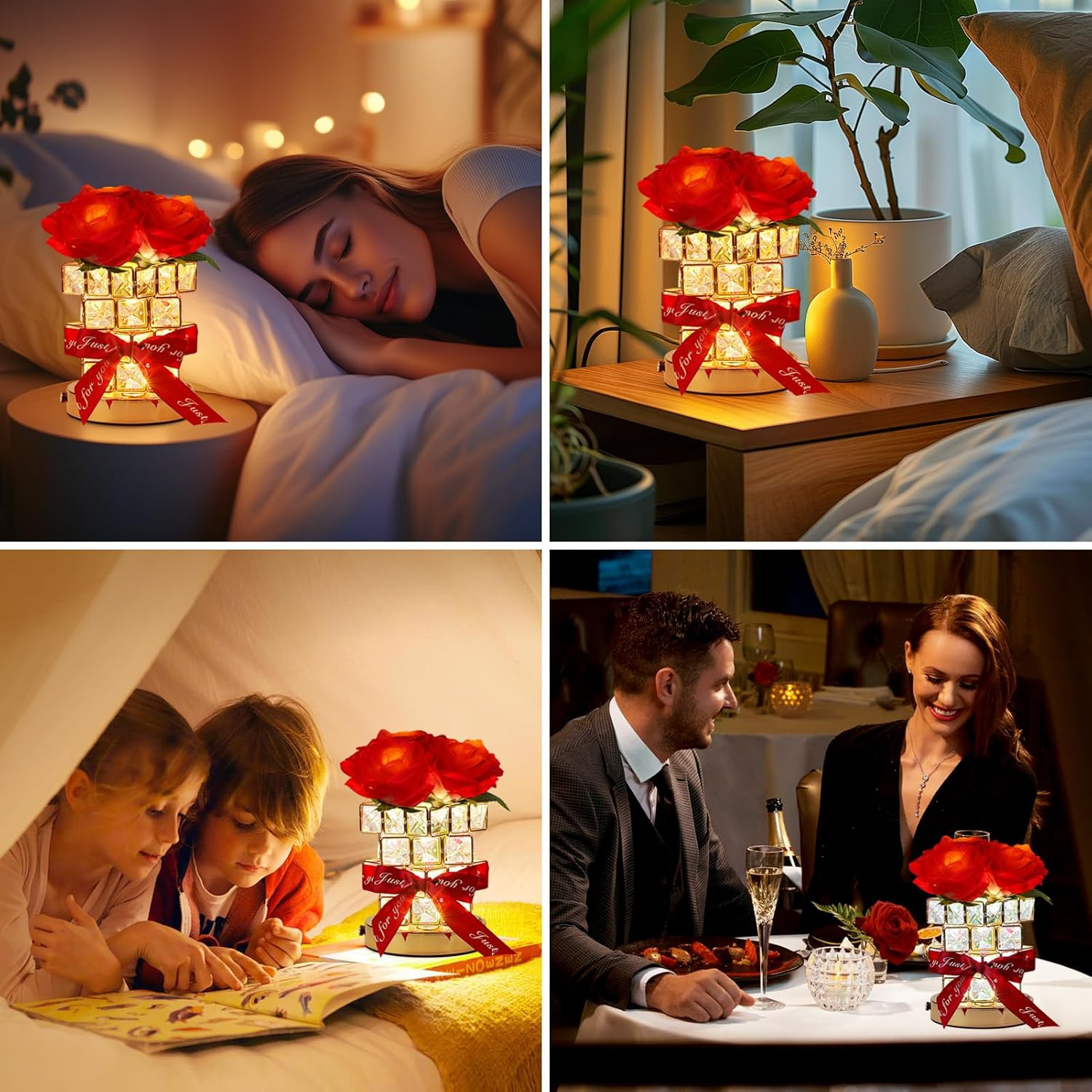 Rose Flower Table Lamp Gifts: for Women/Mother’S Day/Mom/Grandma/Sister/Girlfrie