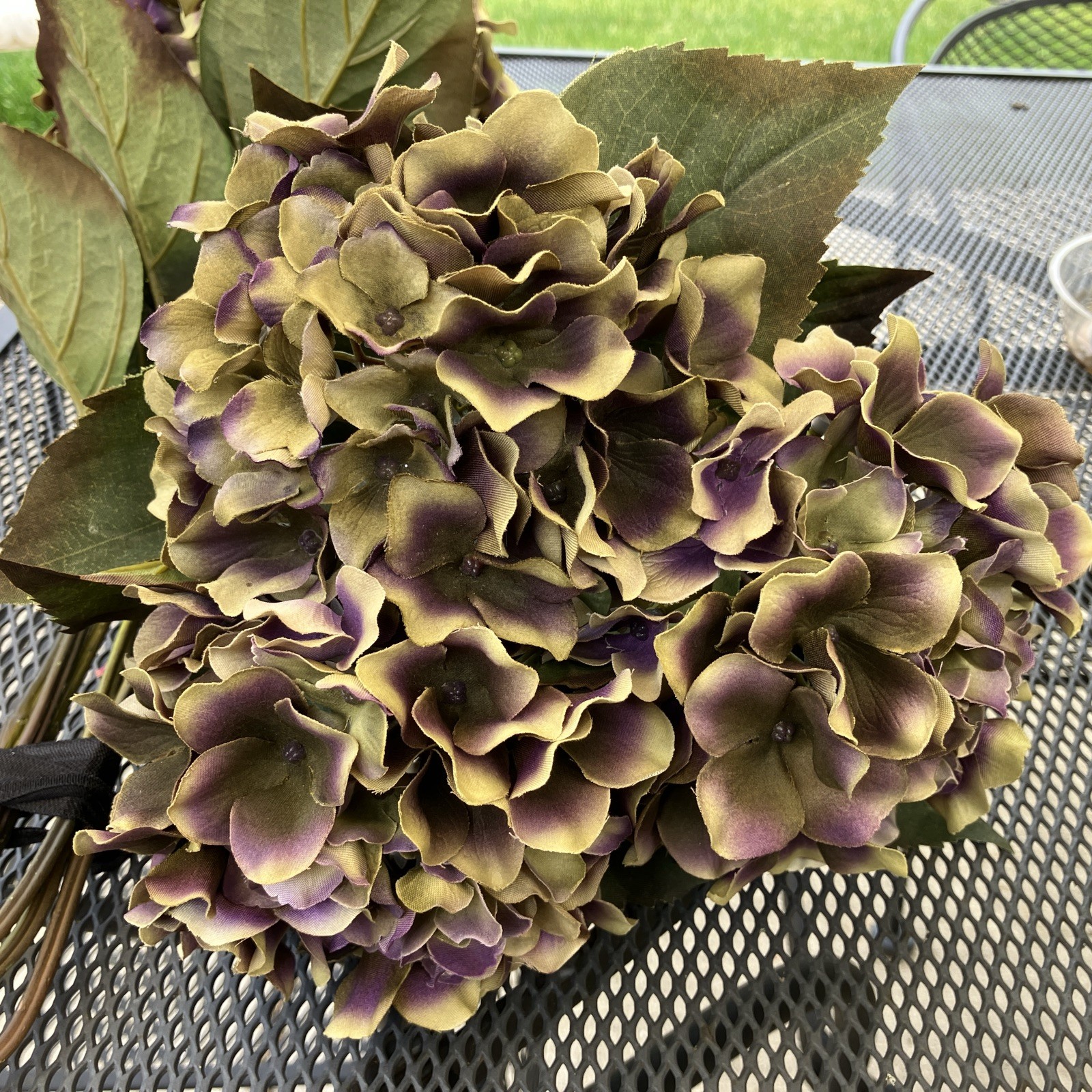 Faux Purple/Green Hydrangea Flowers Silk Bouquets Party Home Decor Total 6 Stems