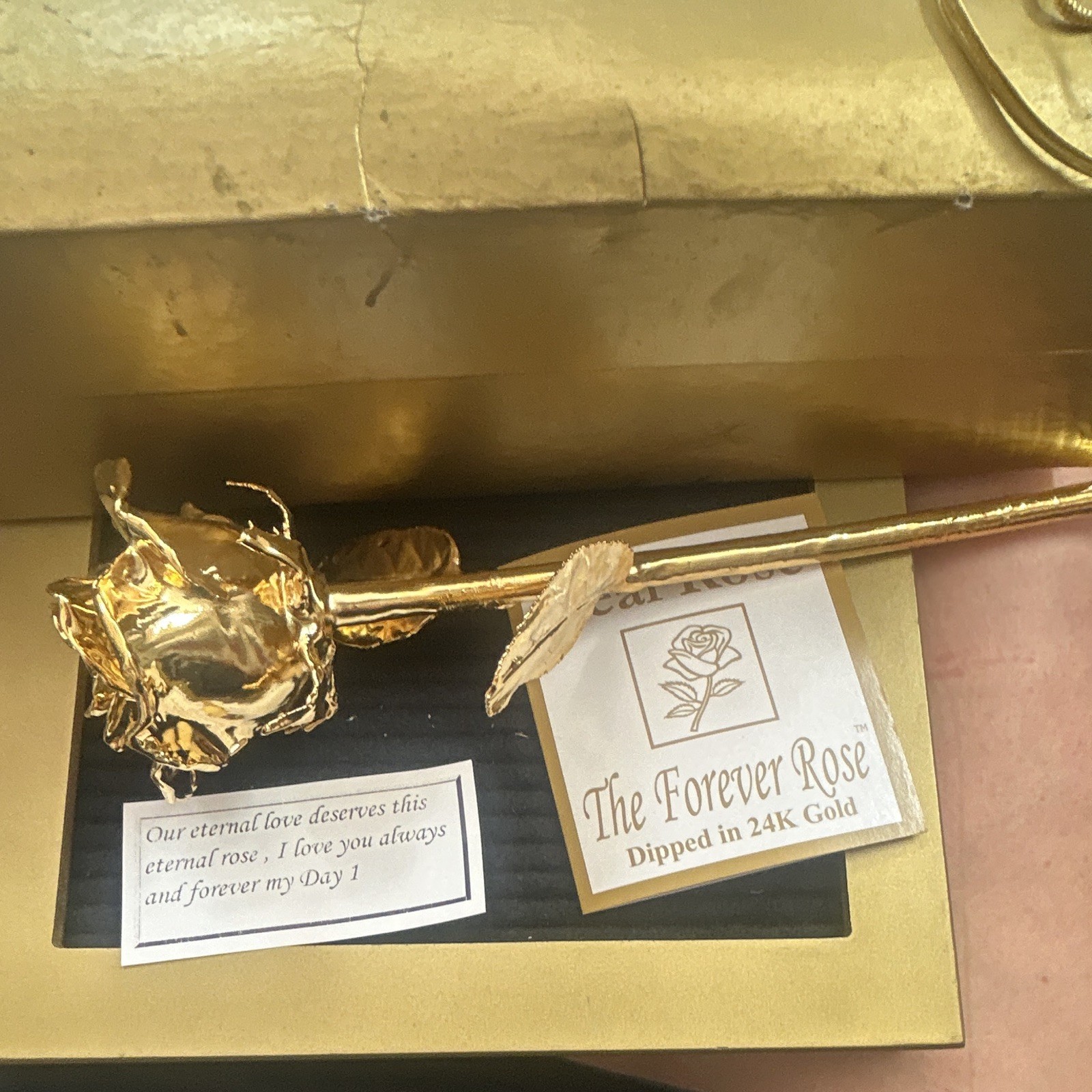 The Forever Rose 24K Gold Dipped Real Rose Single Stem Metal Flower, Gold