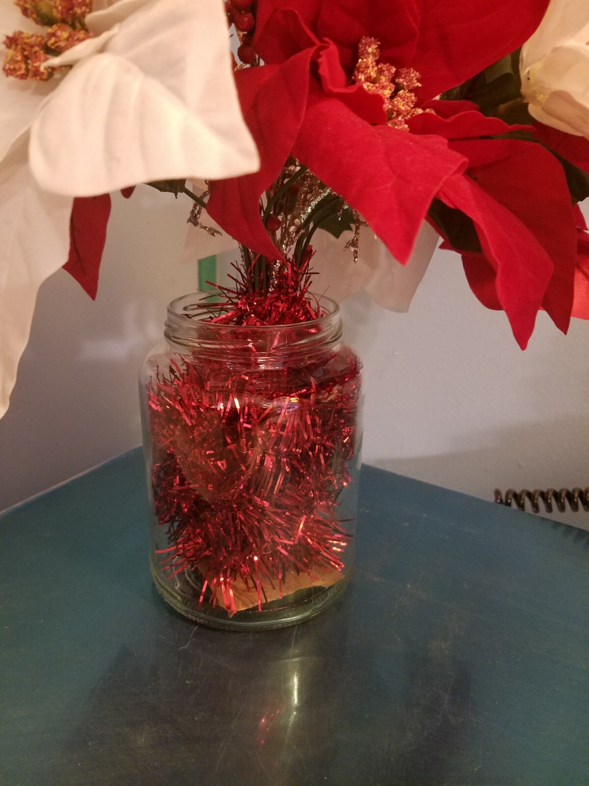 Handmade Table Decor I made this with a recycled glass jar and assorted…