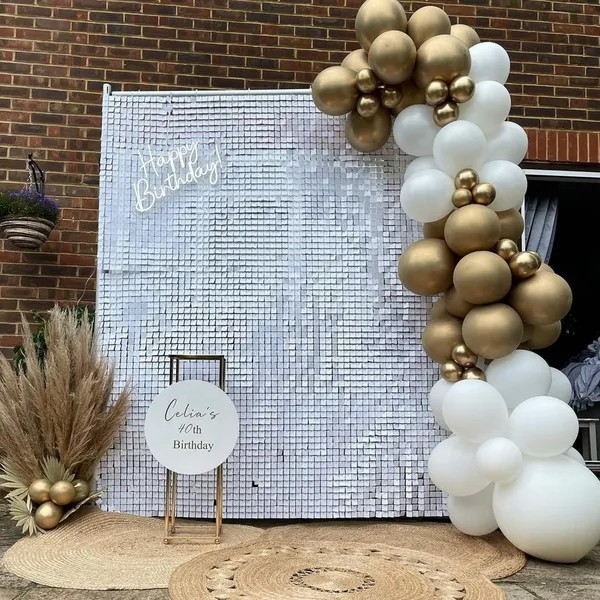 124PCS White Gold Balloon Garland Kit Arch Wedding Party Baby Shower Decor