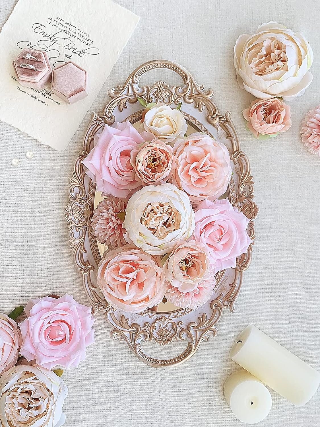 Peonies Artificial Flowers Pink Silk Roses Bulk for DIY Wedding Bouquet Bridal S